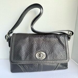 COACH Hamilton Black Pebble Leather Convertible Shoulder Crossbody Bag (F13085)